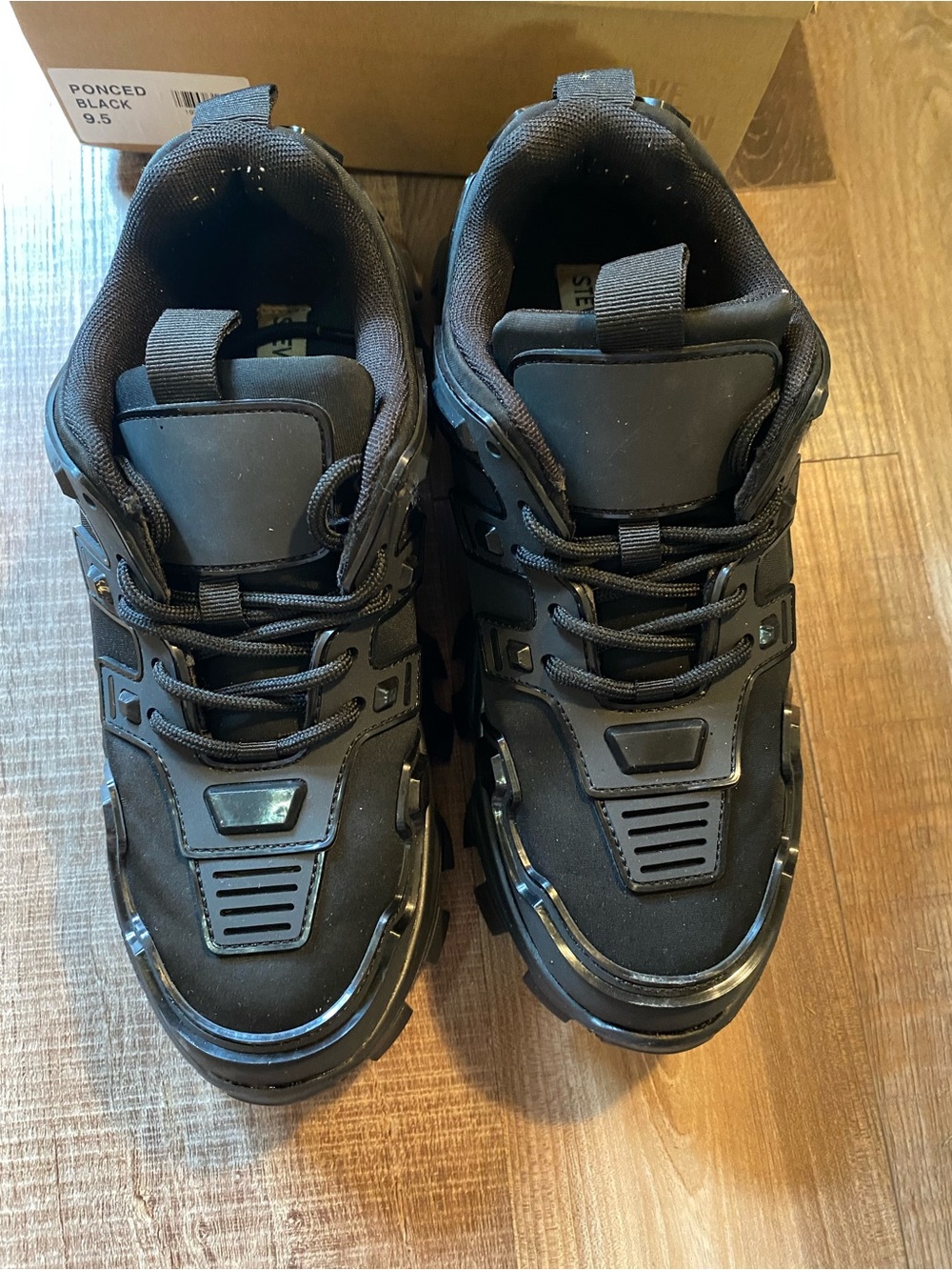 Steve Madden Black Chunky Lug Sneakers Ponce Sneakers - Picture 2 of 10